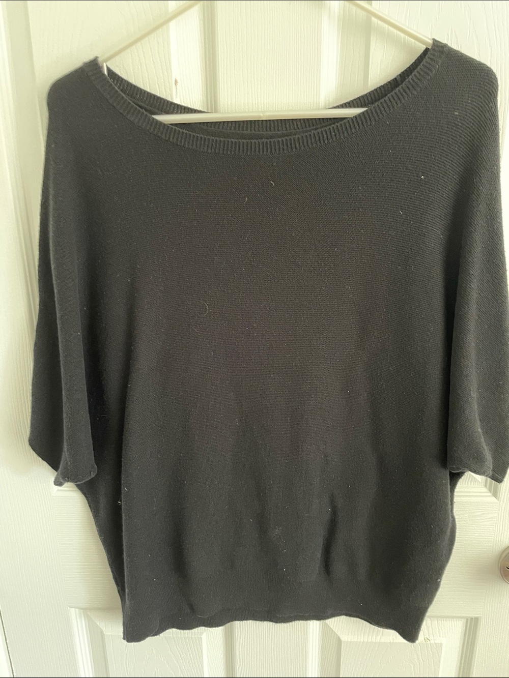Quince Black Crewneck Short-Sleeve Sweater